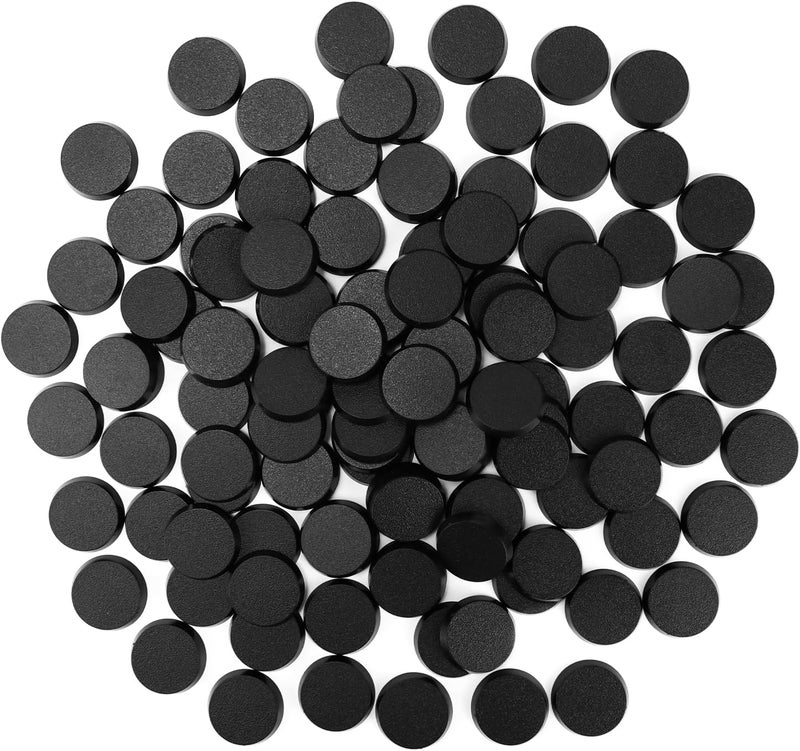 FIGURESLAB Store 100PCS 25mm/0.98inch Textured Plastic Black Round Miniature Bases, Model Base for Gaming Miniatures or Wargames Table Top Games - Image 1